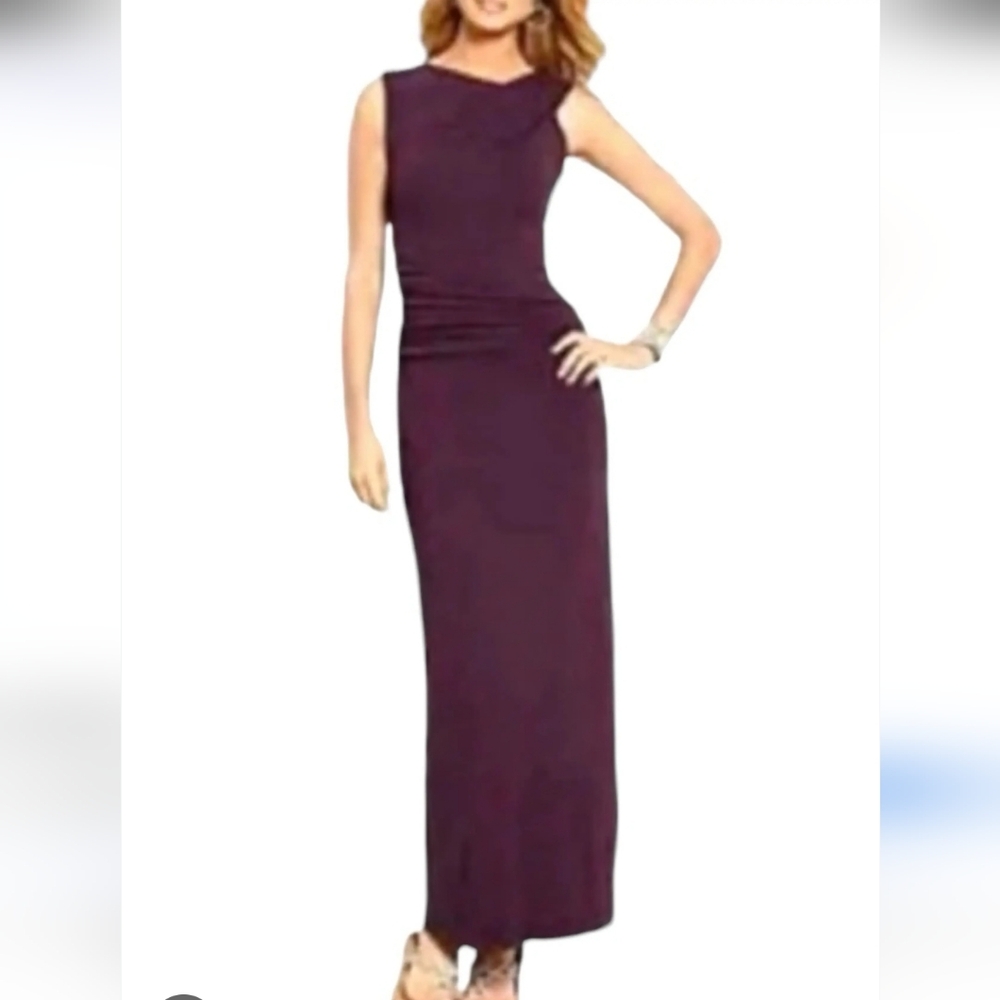 Tommy Bahama Women's XS Sleeveless Deep Purple Tambour Shirred Maxi Dress